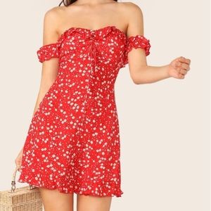 Red off shoulder dress ❤️